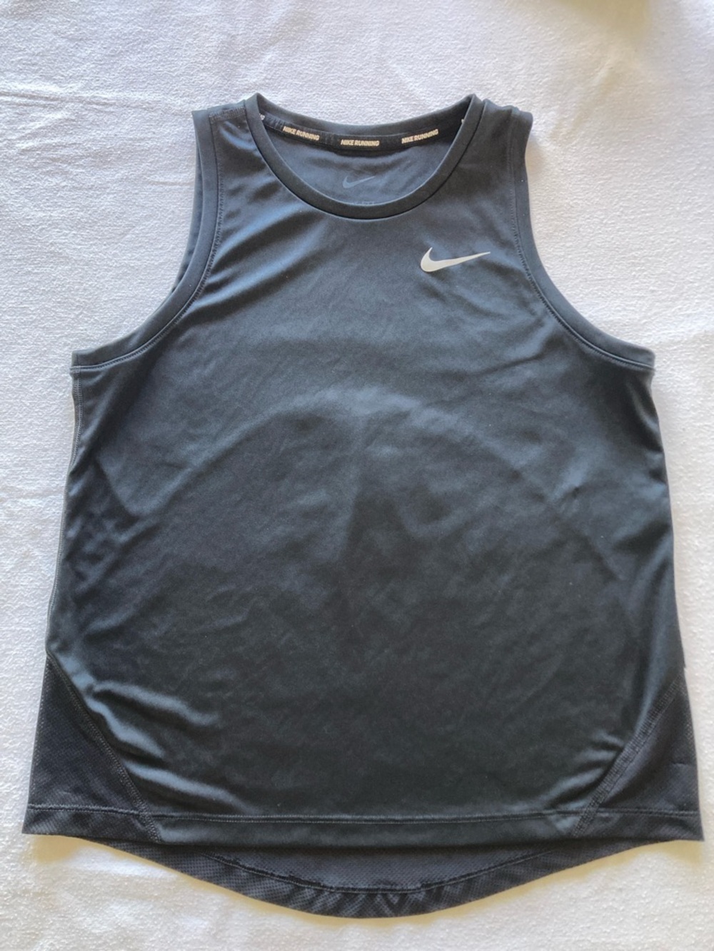 Nike Women’s Black Athletic Performance Tank with Mesh Back, White Swoosh